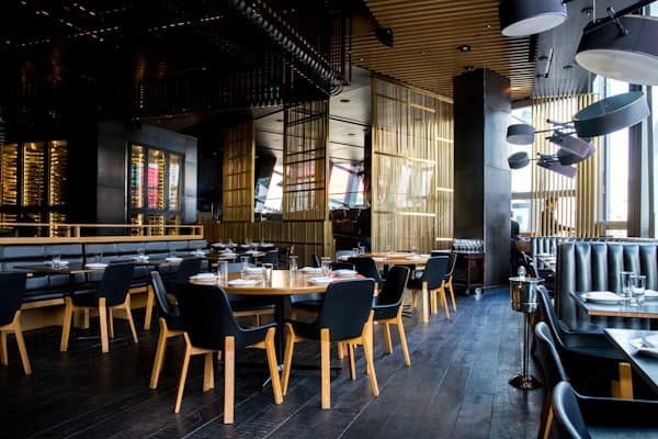 Upscale restaurant interior set for a private dinner in Vancouver